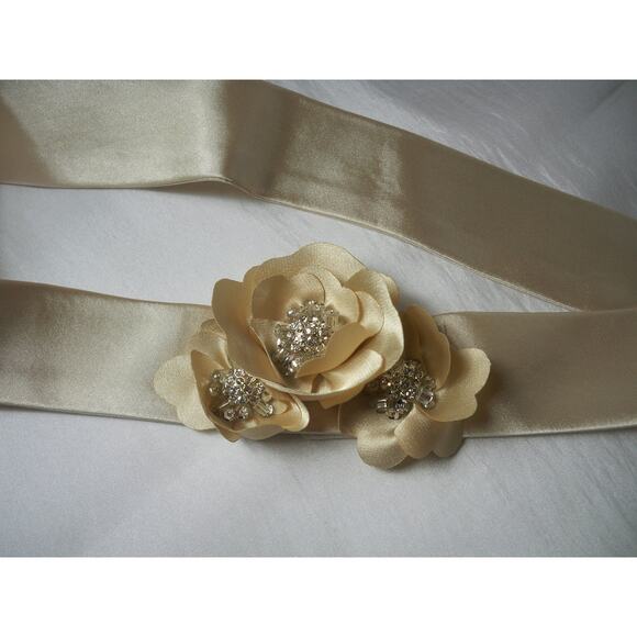 Champaign Rhinestone Beaded Floral  Wedding Prom Party be;t - Picture 3 of 5